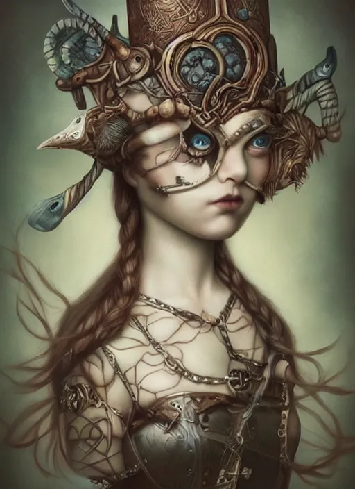 Image similar to pop surrealism, lowbrow art, realistic viking painting, armor, hyper realism, muted colours, rococo, natalie shau, loreta lux, tom bagshaw, mark ryden, trevor brown style,