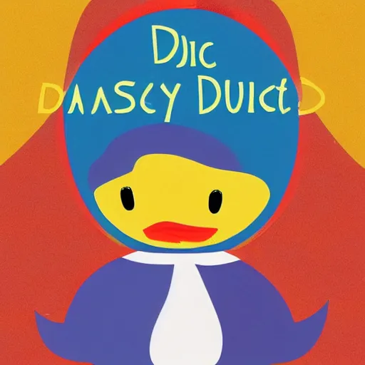 Prompt: book cover design of a children story called cartoon maisy a duck went to the hospital