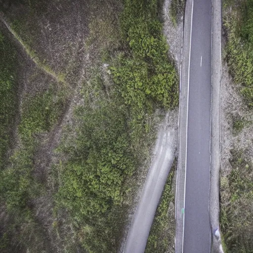 Image similar to drone fottage of an old abandoned road