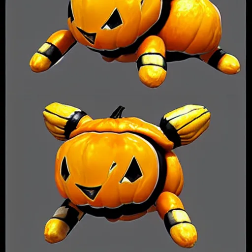 Image similar to A pokemon that looks like a A beetle, with a pumpkin-like shell that causes storms when it takes off，Trending on art station. Unreal engine.