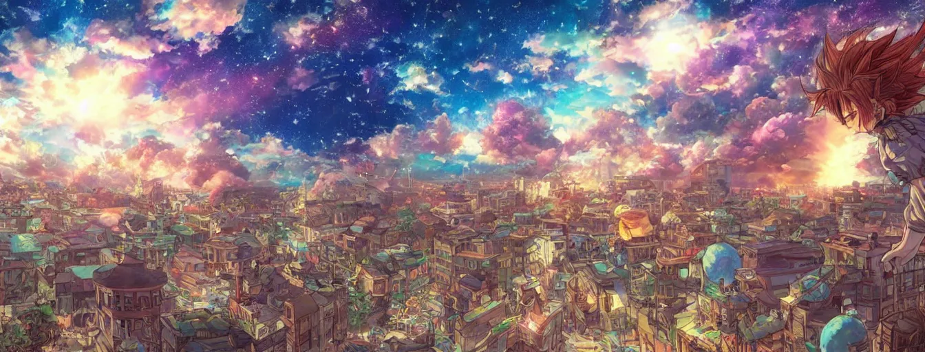 Prompt: a beautiful sky full of meteors midday. hyperrealistic anime background illustration by kim jung gi, colorful, extremely detailed intricate linework, smooth, super sharp focus, bright colors, high contrast, matte, octopath traveler, unreal engine 5 highly rendered, global illumination, radiant light