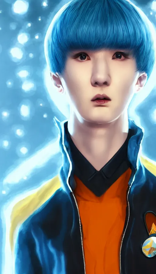 Image similar to YOONGI SUGA dressed as Spock+ HYPERDETAILED+CGSOCIETY+ 8K HD+STUNNING LIGHTING