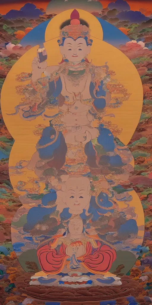 Prompt: Huge Thangka, fantasy, cinematic 8k, houdini render, detailed, 9:16