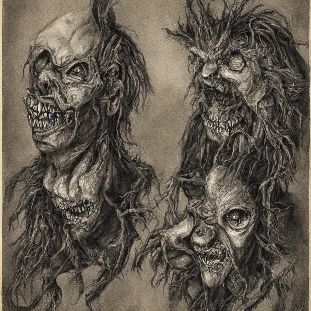 Image similar to horrifying creature portrait