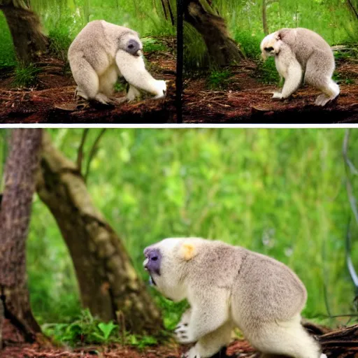 Image similar to cute drop bear falling towards camera