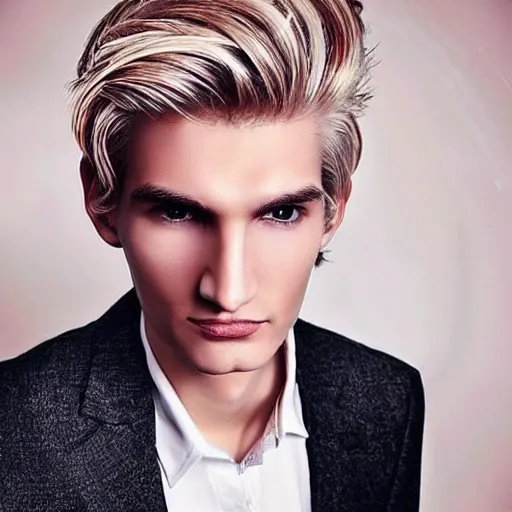 Image similar to really handsome gigachad xqc, beauty magazine photograph