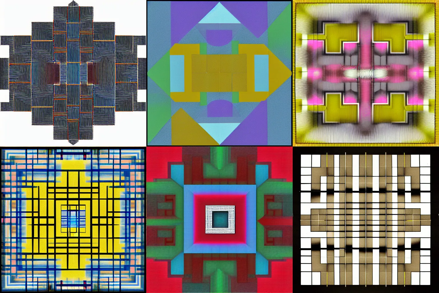 Prompt: Bauhaus square fractal made of only squares