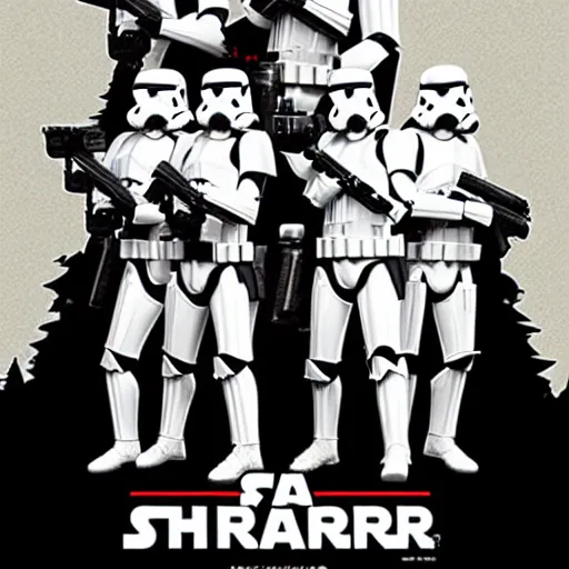 Prompt: stormtroopers are on the stranger things poster, low poly, anime style