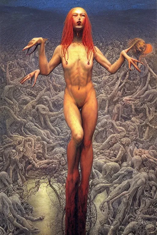 Image similar to an amazing masterpiece of art by gerald brom, Zdzisław Beksiński, ecstasy