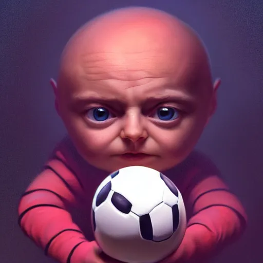 Prompt: baby stewie with a football shaped head, huggy wuggy from poppy playtime video game, fullbody, ultra high detailed, glowing lights, oil painting, greg rutkowski, charlie bowater, beeple, unreal 5, daz, hyperrealistic, octane render, rpg portrait, dynamic lighting, fantasy art, beautiful face