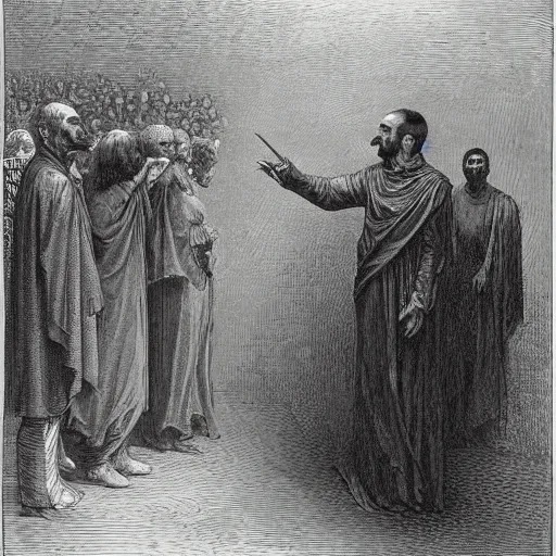 Image similar to steve jobs breaks the tablets of the law by gustave dore.