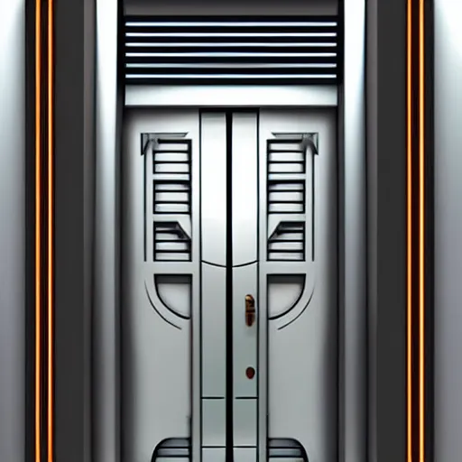 Image similar to hyperrealistic art - deco sci - fi door