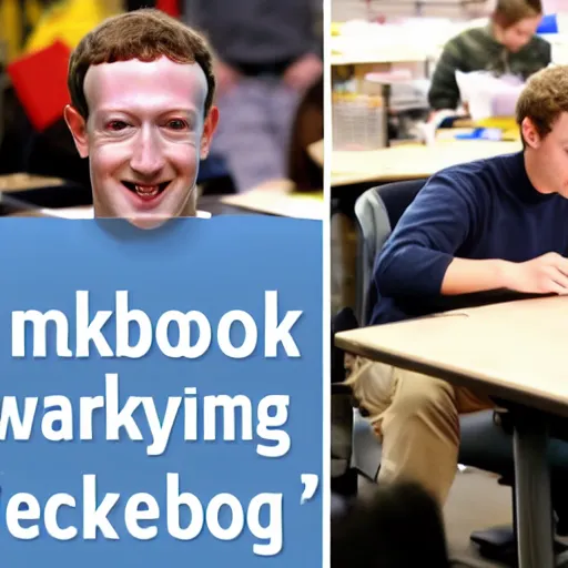 Prompt: mark zuckerberg working in sweatshop