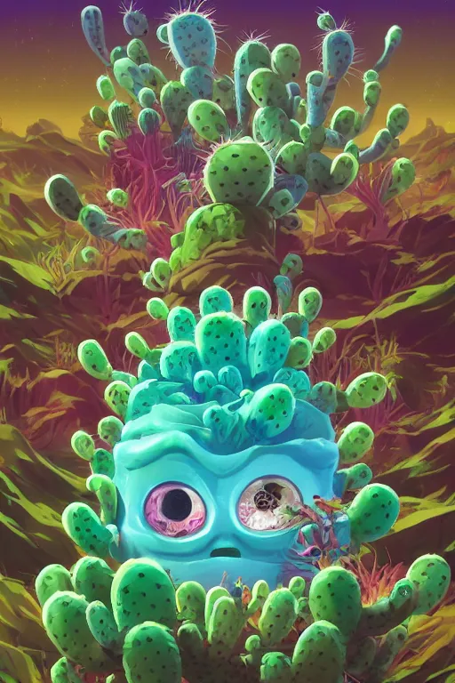 Image similar to roots cactus sushi cristal smurf ghost creature animal sushi cristal very big eye roots cactus elemental flush of force nature micro world fluo fishscale, behance hd by jesper ejsing, by rhads, makoto shinkai and lois van baarle, ilya kuvshinov, rossdraws radiating a glowing aura global illumination ray tracing hdr