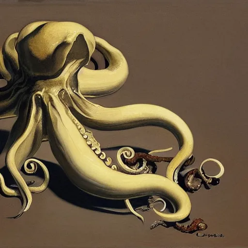 Prompt: an oil painting of an octopus by Leyendecker