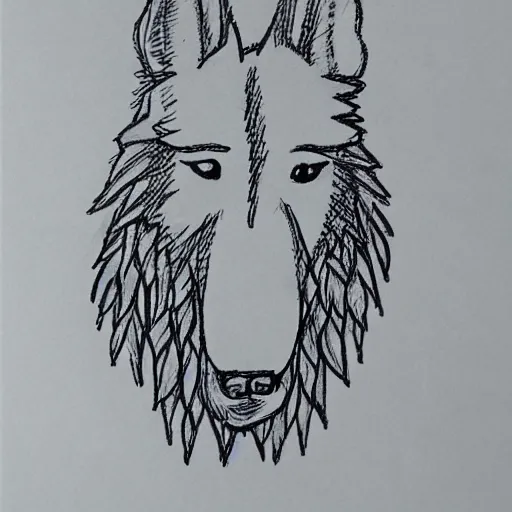 Image similar to cartoon sketch of a faceless wolf wearing a yellow raincoat