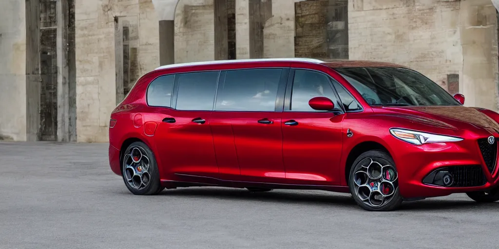 Image similar to 2022 Alfa Romeo Minivan, red