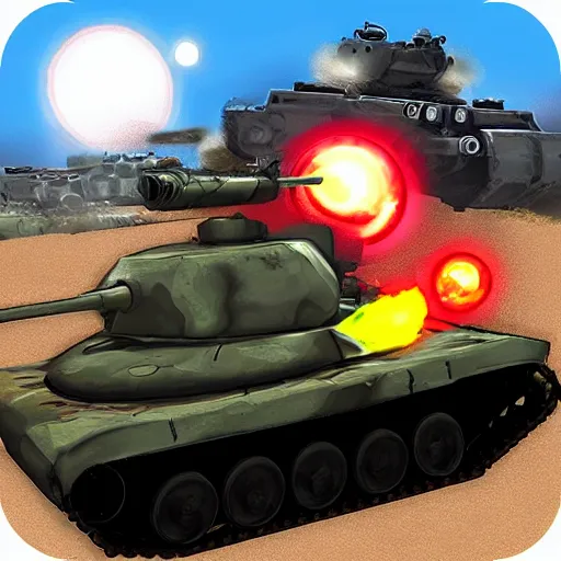 Image similar to a tank fighting a war, vector video game