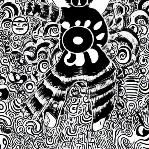 Image similar to uzumaki :: studio ghibli :: junji ito :: shadow of the colossus :: mayan :: hysterical joy