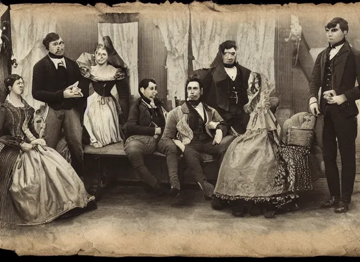 Image similar to a daguerrotype of friends sitcom in 1 8 0 0 s, vintage