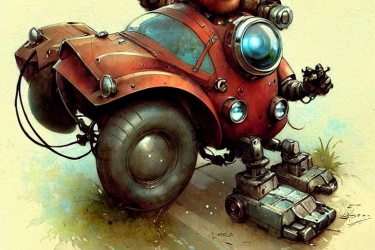 Image similar to adventurer ( ( ( ( ( 1 9 5 0 s retro future robot mouse explorer vehical. muted colors. ) ) ) ) ) by jean baptiste monge!!!!!!!!!!!!!!!!!!!!!!!!! chrome red