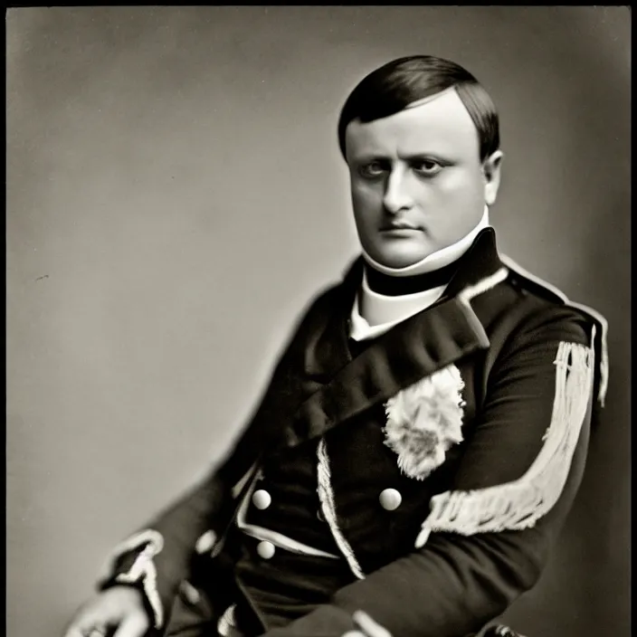 Prompt: a 1920s photograph of Napoleon Bonaparte, portrait, 8k