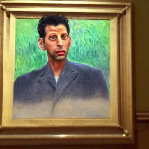 Image similar to Monet painting of a portrait of Jeff Goldblum, highly detailed, realistic,