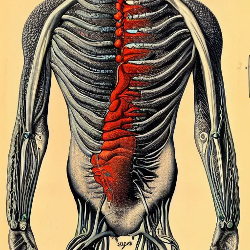 Prompt: Anatomic diagram of Alex Jones by Ernst Haeckel, Scientific illustration, internal organs