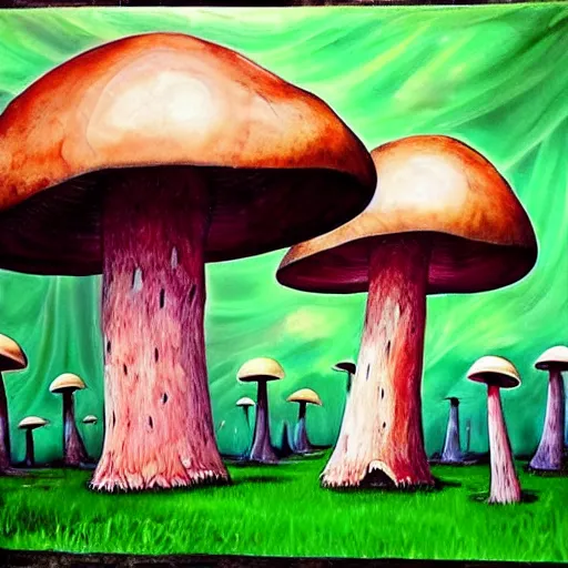 Prompt: Ancient giant mushroom forest 🍄🍄🌲🎨🖌️