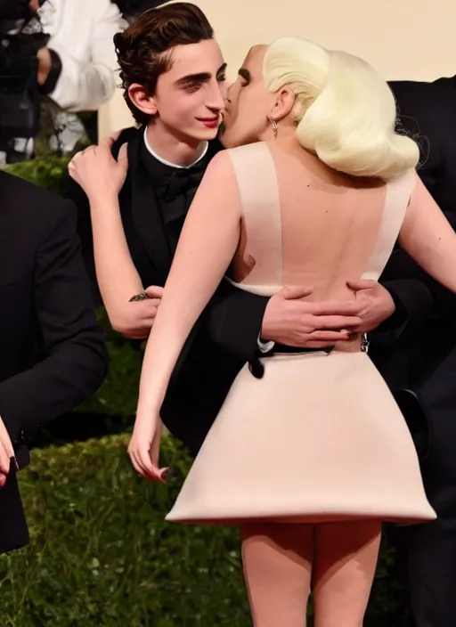 Prompt: timothee chalamet and lady gaga, canon, highly realistic. lady gaga, high resolution. highly detailed 8 k. 4 k.