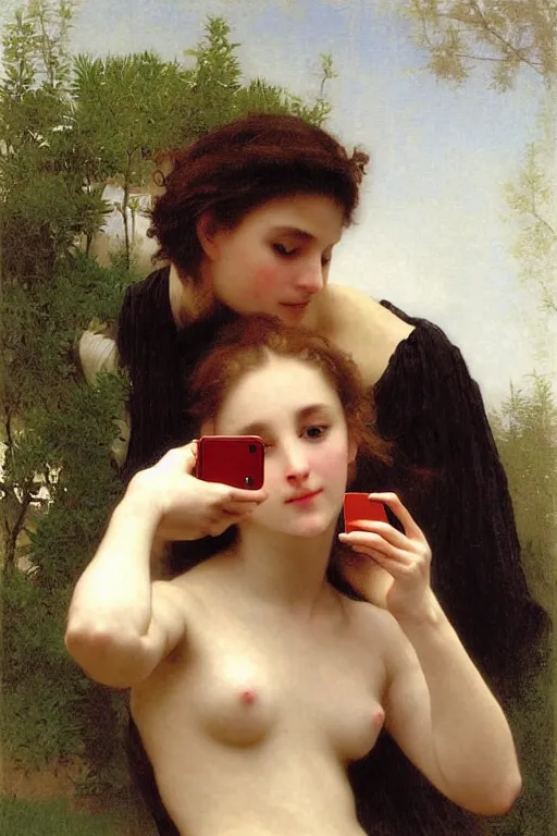 Prompt: iphone selfie by bouguereau