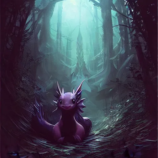 Prompt: a vaporeon as a cryptid silhouetted in a dark forest, glowing eyes, fantasy digital painting, stunning intricate details, artwork by ross tran and greg rutkowski