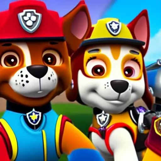 Image similar to paw patrol being evil villains