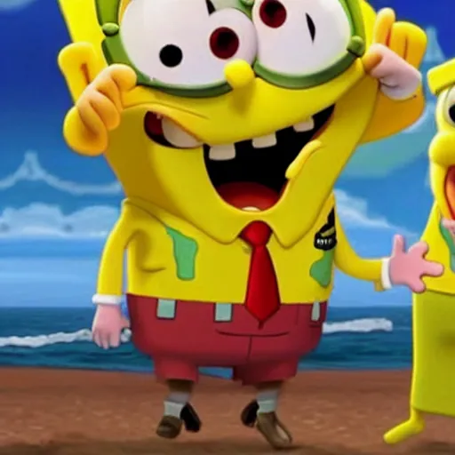 Prompt: Danny Devito playing as SpongeBob in a real movie, High Quality Film, Spongebob Squarepants cosplay by Danny Devito