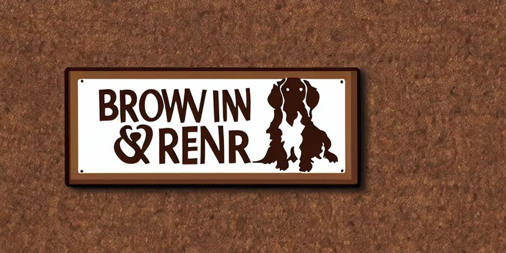 Prompt: brown and white sprocker spaniel pub plaque logo