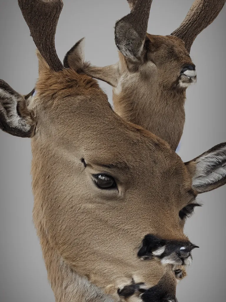 Prompt: a portrait of a male deer in the suit, trending on artstation