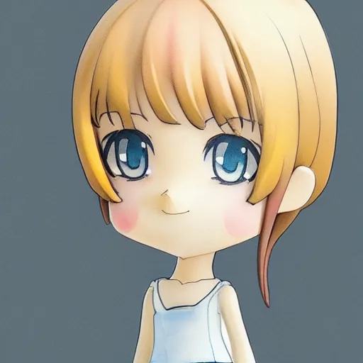 Image similar to beautiful water color concept art of face detailing cute nendoroid girl in the style of Julian Opie, toon rendering, close-up, no shade, modern art, kyoto animation, manga, 3/4 view