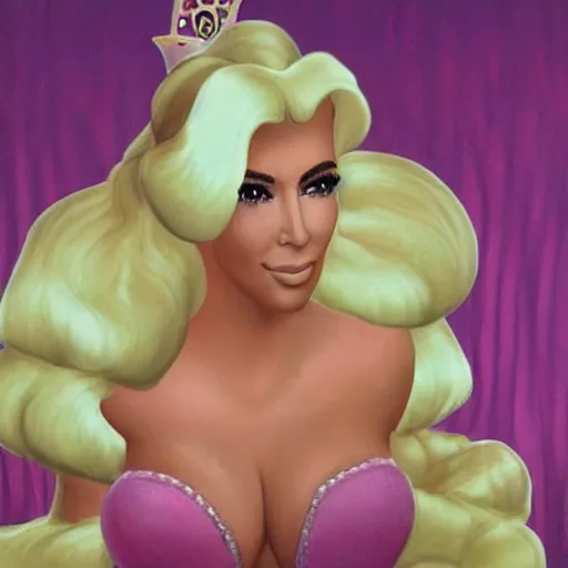 Prompt: kim kardashian as princess peach.