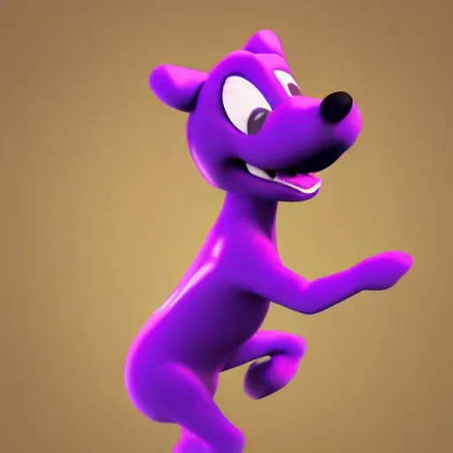 Image similar to a beautiful 3d render of a purple dog dancing, in the style of disney, comic book style, the dog is doing a ballet dance, highly detailed, 8k resolution