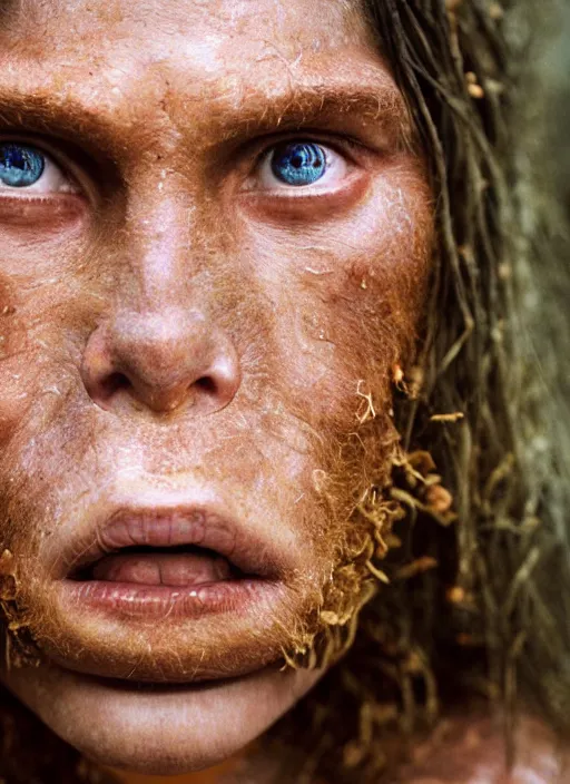 Prompt: closeup portrait of a neanderthal woman, depth of field, zeiss lens, detailed, symmetrical, centered, fashion photoshoot, by Annie Leibovitz and Steve McCurry, David Lazar, Jimmy Nelsson, Breathtaking, 8k resolution, extremely detailed, beautiful, establishing shot, artistic, hyperrealistic, beautiful face, octane render