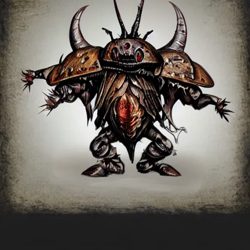 Prompt: cockroach character, bodyguard, in the style of warhammer fantasy : : head and torso drawing