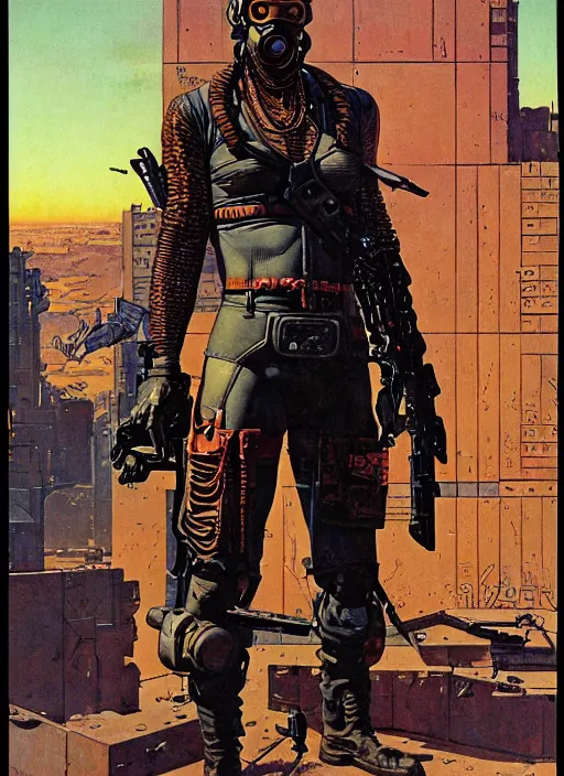Image similar to cyberpunk mercenary. portrait by jean giraud and anton otto fischer and john philip falter and will eisner and gil elvgren