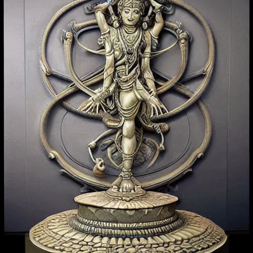 Image similar to a realistic nataraja statue by Shinji Aramaki, hyper detailed