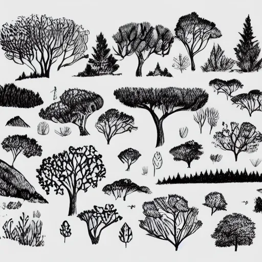 Image similar to hand - drawn nature and forest illustration, ink drawing nature landscape, vector clipart, fine art