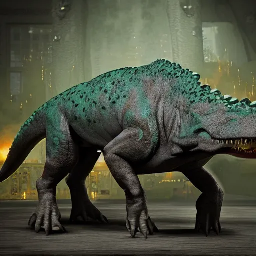 Prompt: trex in the style of triceratops 4 k