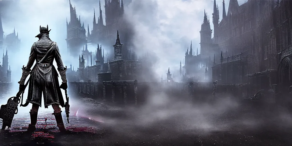 Image similar to bloodborne city street 8 k