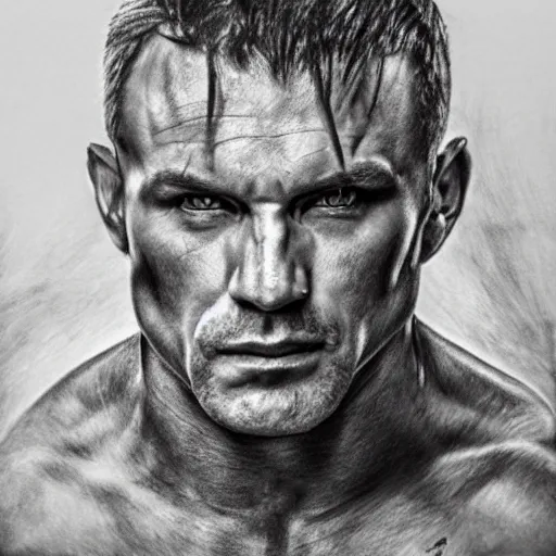 Prompt: Mariusz Pudzianowski, pencil drawing