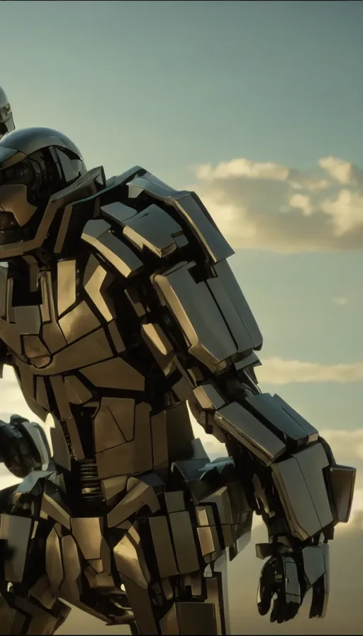 Image similar to Keanu Reeves Fight giant robots ,featured in cinematic, elegant, intricate, 8k