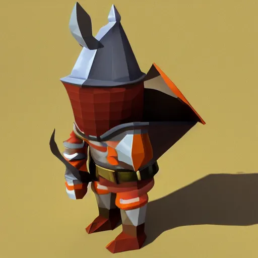 Prompt: knight drinks beer, low poly, 3 d