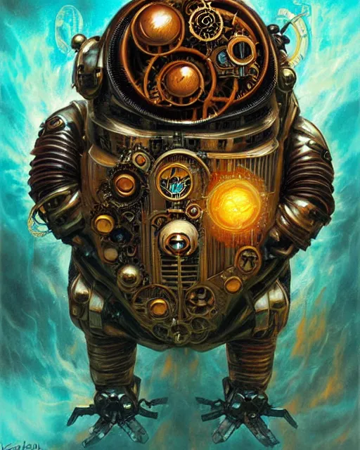 Prompt: steampunk tardigrade hero by karol bak and anato finnstark